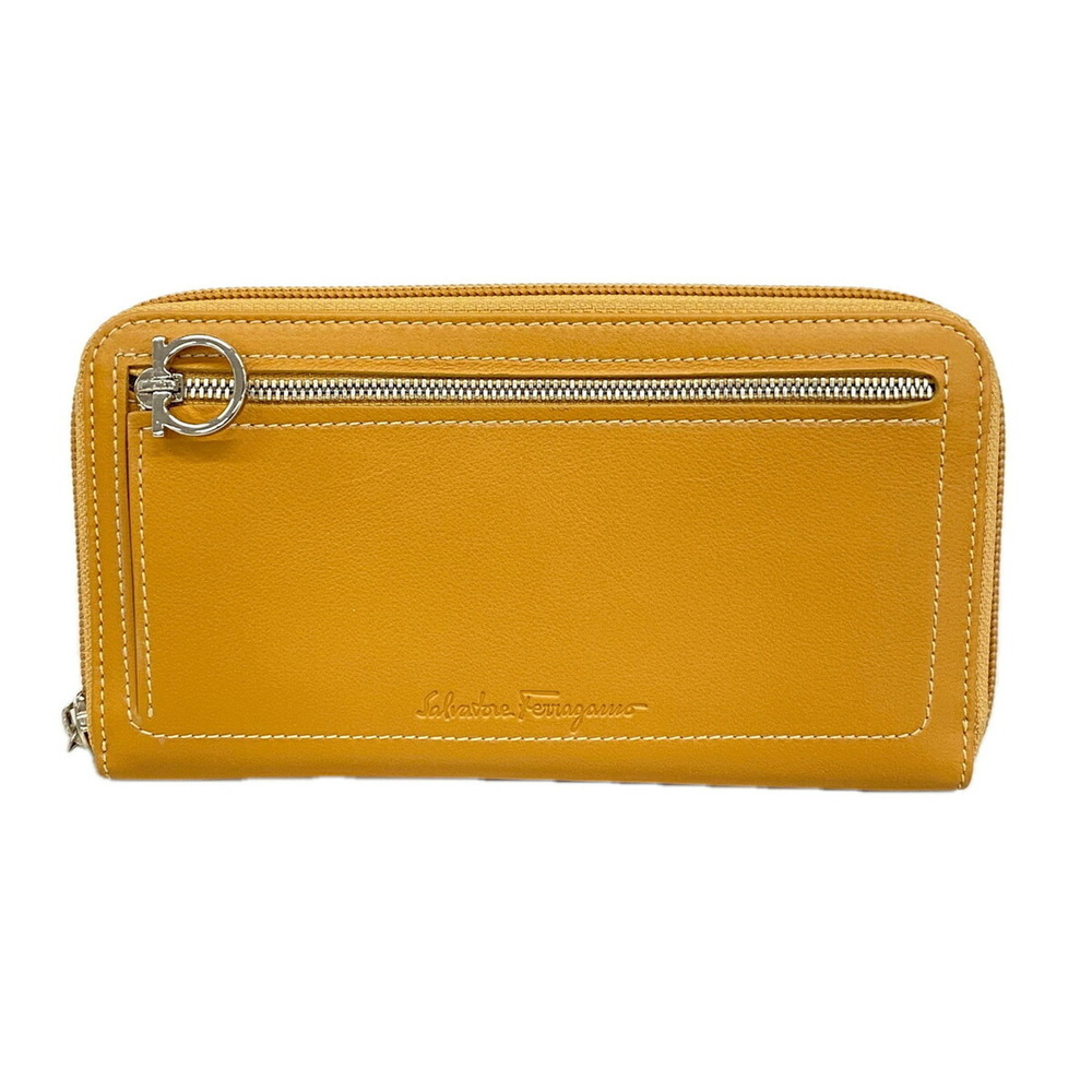 Salvatore Ferragamo Long Wallet, Gancini Leather, Brown, Women's